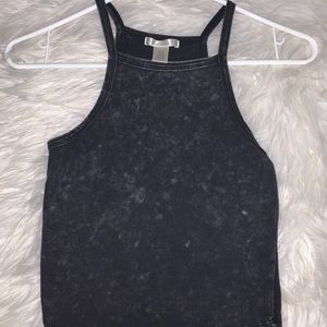 Black Acid-Washed Crop Top